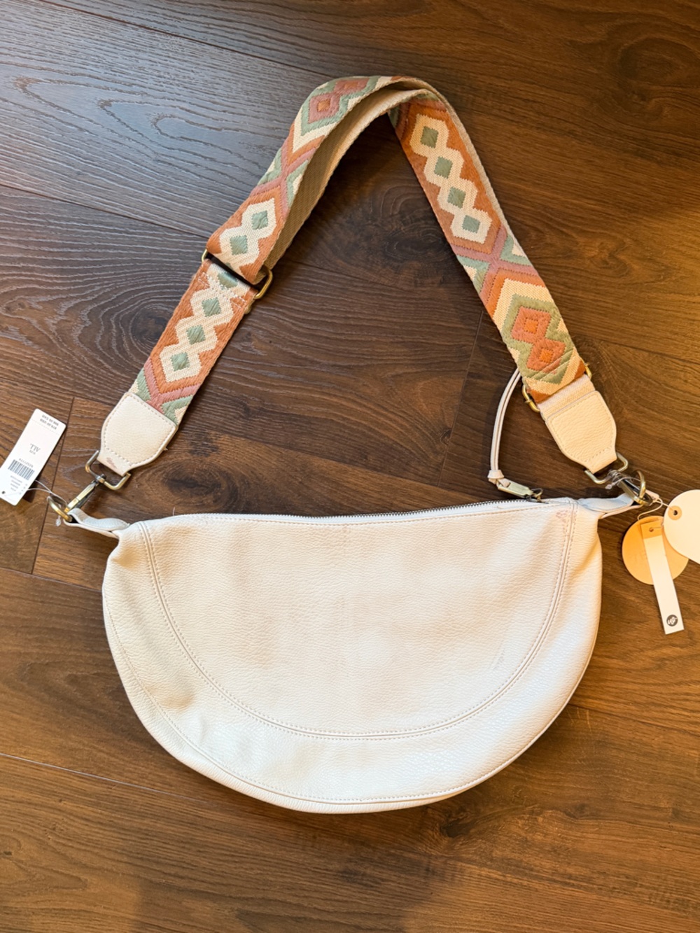 Anthropologie Urban Originals Ivory Half Moon Crossbody Style NWT See Marks